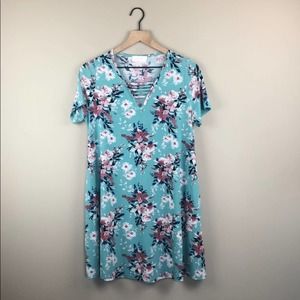 Peach Love California Floral Shift Dress (Medium)